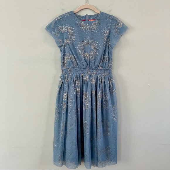 Mini Boden Other - NWT Mini Boden Star Sparkle Foil Blue Tulle Girls Holiday Dress